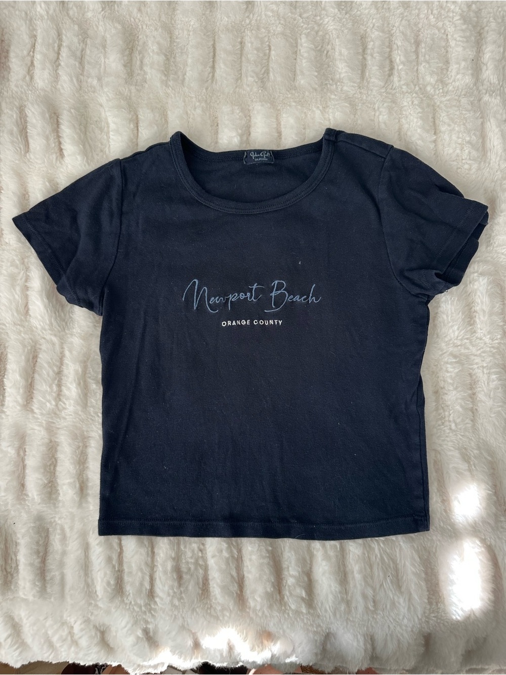 Brandy Melville Navy Newport Beach Baby Tee